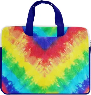CowCow Work Bag Tie Dye Aztec Print Double Pocket Laptop Bag Compatible with MacBook Air/Pro,13"/15" Notebook