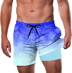 Cozople Mens Swim Trunks with Compression Liner 5.5" Inseam Quick Dry Bathing Suit Lightweight Swimming Shorts