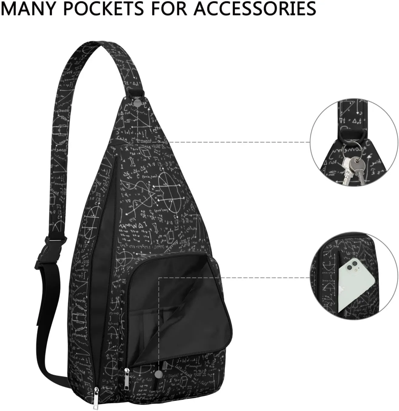Crossbody Sling Bag for Women & Men Science Lightweight Shoulder Chest Bag Hiking Travel Casual Chest Bags Sling Backpack Water Resistant Shoulder Daypack for Travel
