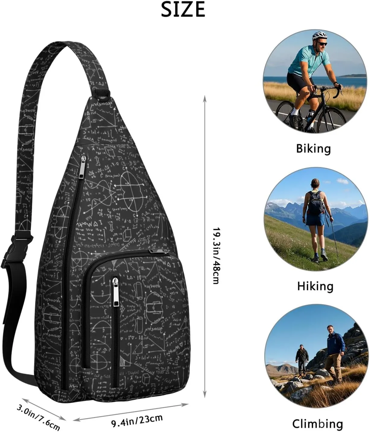 Crossbody Sling Bag for Women & Men Science Lightweight Shoulder Chest Bag Hiking Travel Casual Chest Bags Sling Backpack Water Resistant Shoulder Daypack for Travel