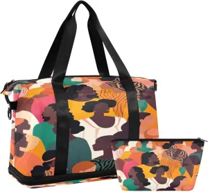Crowd Silhouettes Gym Bag - Weekender Overnight Bags for Women Men, Sport Travel Duffel Bag with Wet Pocket & Shoe Compartment