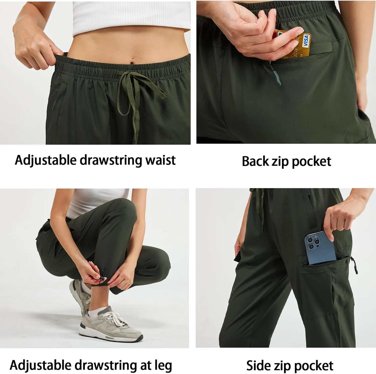 CT-Tebrun Women's Hiking Pants with Pocket Quick Dry Lightweight Cargo Pants Travel Hiking Runing Pants Outdoors