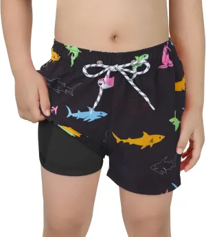 CULACCINO Boys Swim Trunks Boxer Brief Liner Anti Chafe Toddler Swim Shorts Boy Bathing Suit with Compression Liner 2-16T