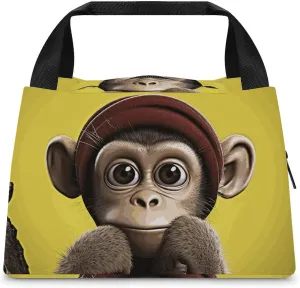 Curious Monkey Lunch Bag for Women Men Reusable Lunch Tote Bags Insulated Lunch Box Large Capacity Lunchbox Cooler Lunch Container for Work Office Picnic Travel