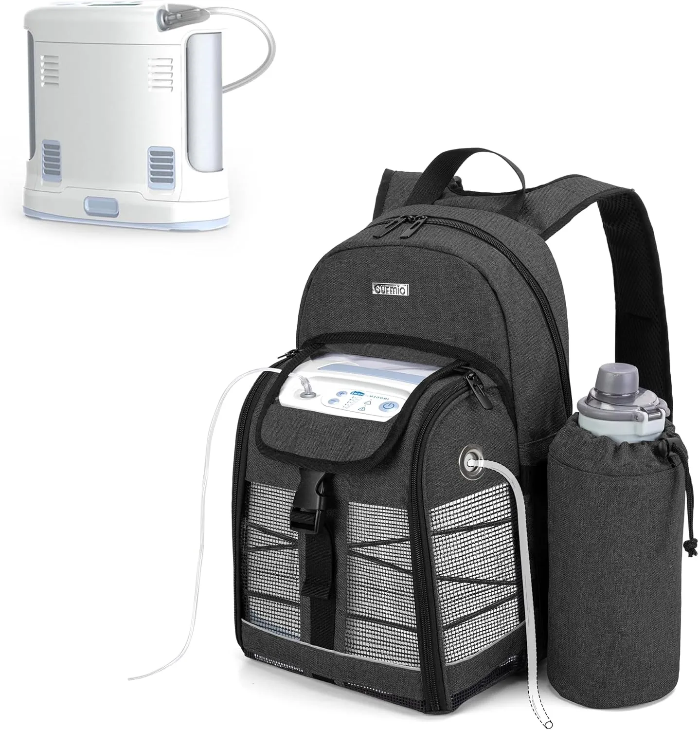 CURMIO Portable Oxygen Concentrator Backpack, POC Carrying Bag Compatible for Inogen, OxyGo and Caire Units, Bag Only