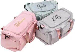 Custom Large Capacity Travel Bag, Personalized Duffle Bag with Embroidery Name, Foldable Dry/Wet Bag with Shoe Compartment for Women/Men for Sports Dance Gym Travel Weekender Overnight Bridesmaid