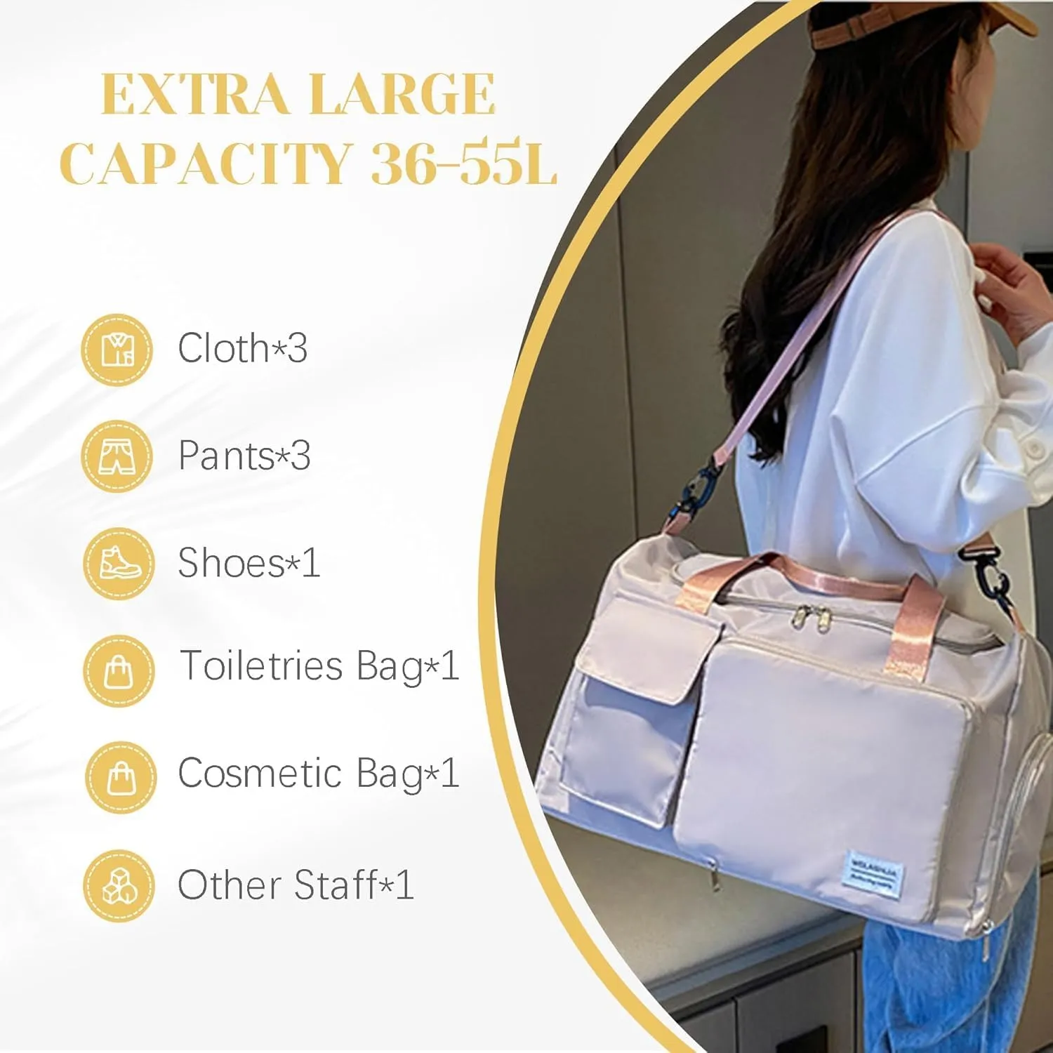 Custom Large Capacity Travel Bag, Personalized Duffle Bag with Embroidery Name, Foldable Dry/Wet Bag with Shoe Compartment for Women/Men for Sports Dance Gym Travel Weekender Overnight Bridesmaid