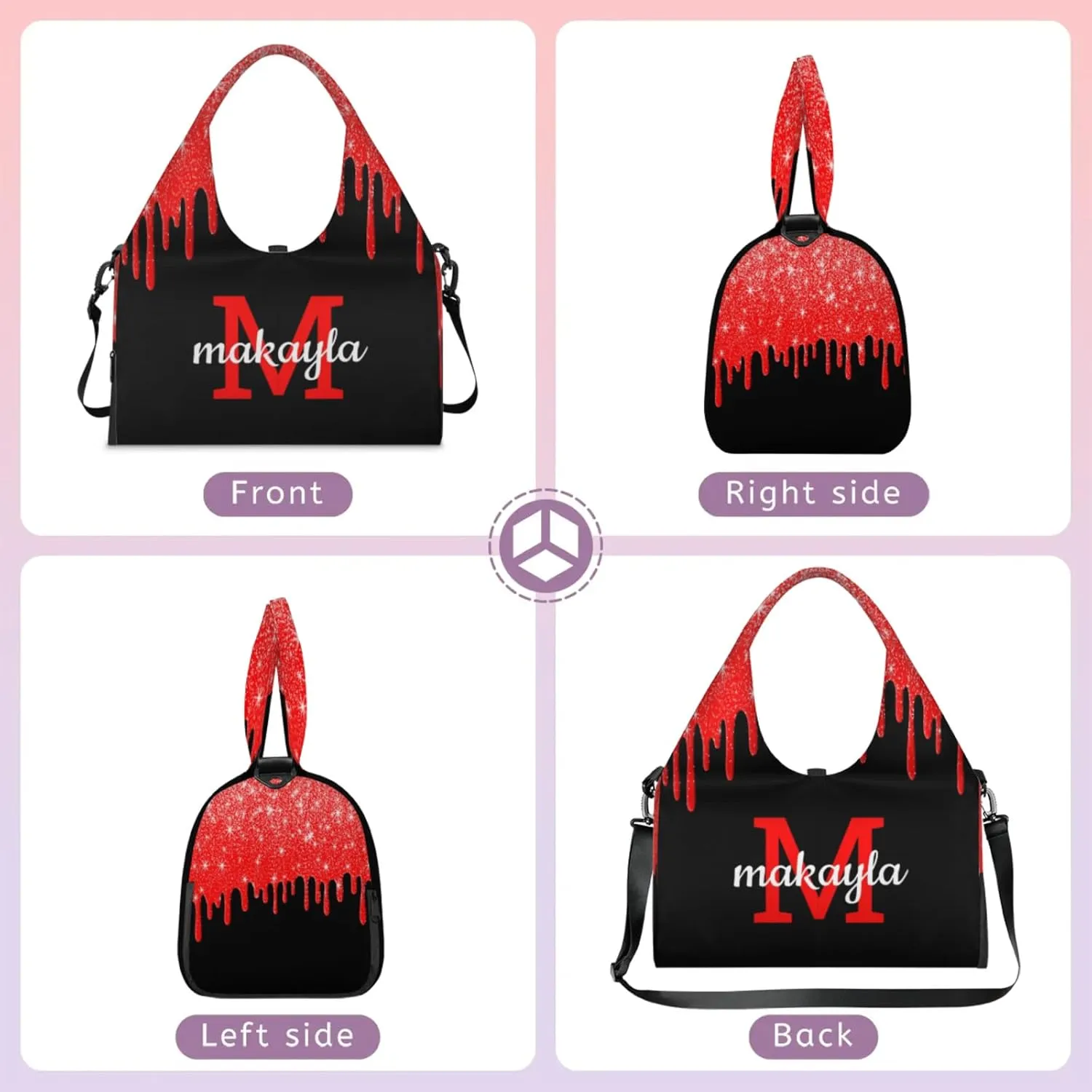 Custom Name Yoga Mat Bag for Women Personalized Sports Gym Duffle Shoulder Bags for Travel Pilates
