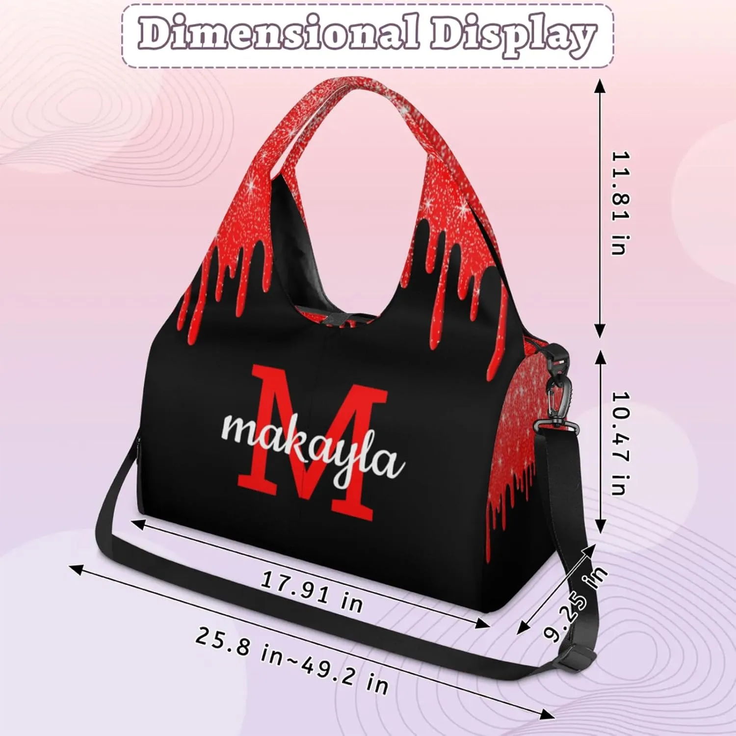 Custom Name Yoga Mat Bag for Women Personalized Sports Gym Duffle Shoulder Bags for Travel Pilates