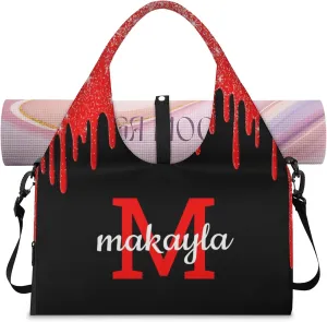 Custom Name Yoga Mat Bag for Women Personalized Sports Gym Duffle Shoulder Bags for Travel Pilates