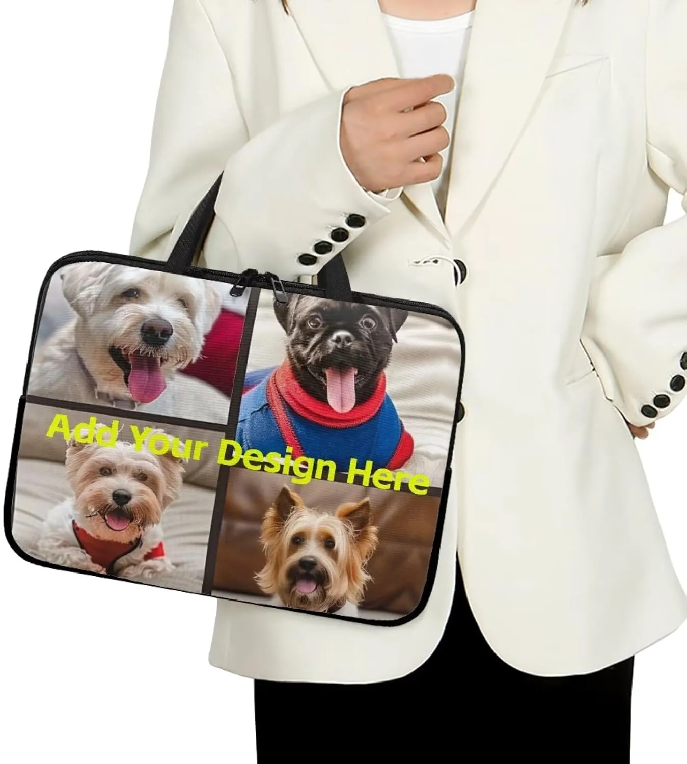 Custom Photo Laptop Sleeve Add Your Photo & Your Family Photo Your Pet Photo Custom Personalized 12 Inch Computer Bag Fashion Computer Carrying Case with Handle Upload Photo
