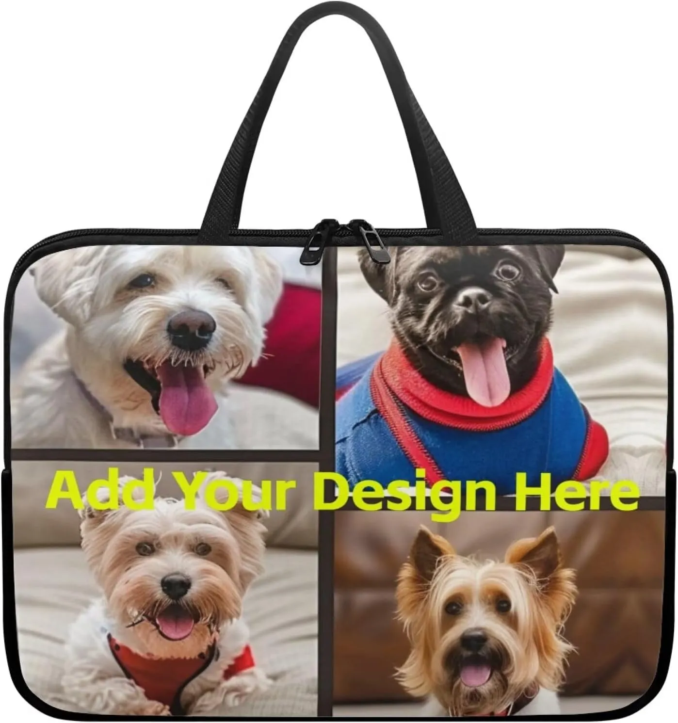 Custom Photo Laptop Sleeve Add Your Photo & Your Family Photo Your Pet Photo Custom Personalized 12 Inch Computer Bag Fashion Computer Carrying Case with Handle Upload Photo