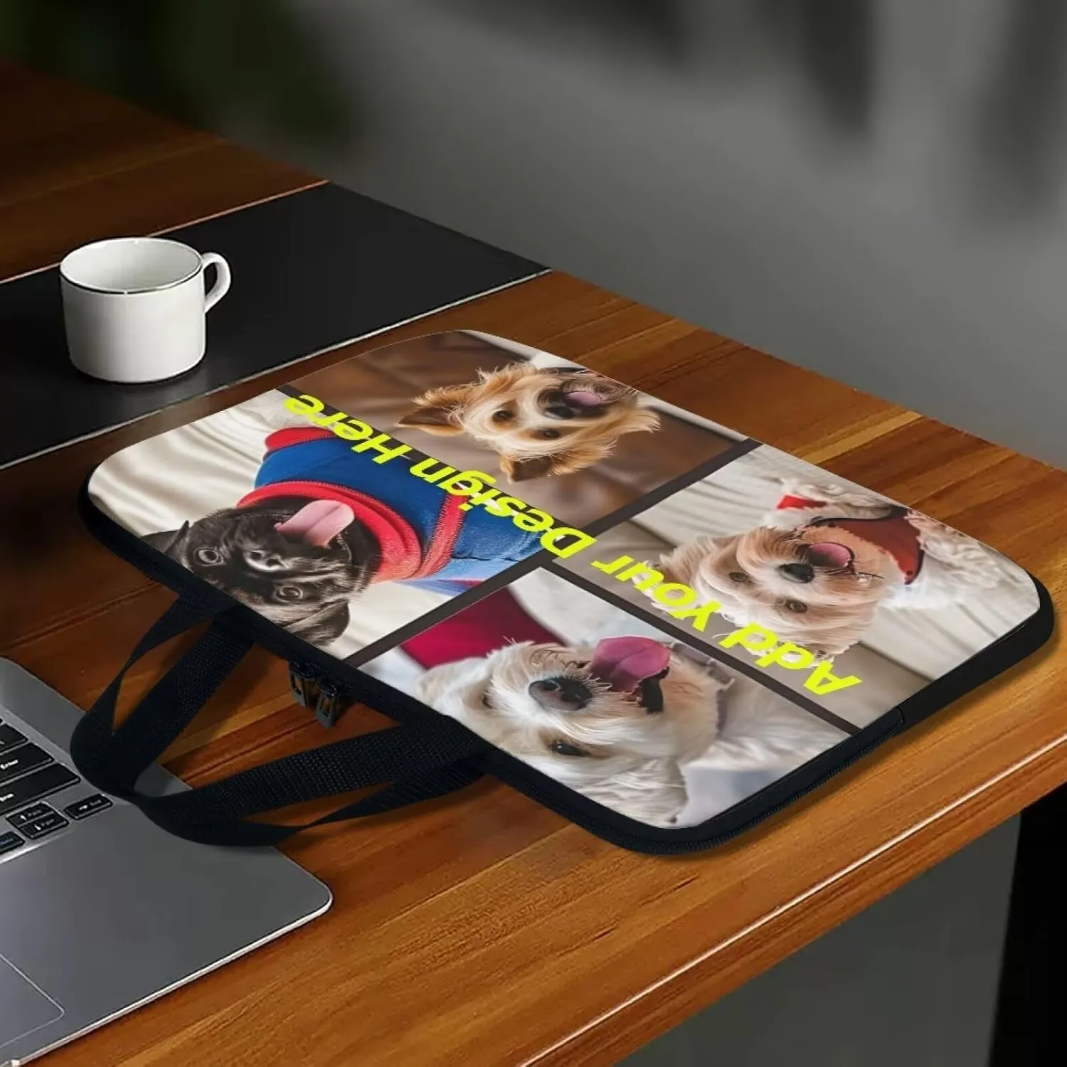 Custom Photo Laptop Sleeve Add Your Photo & Your Family Photo Your Pet Photo Custom Personalized 12 Inch Computer Bag Fashion Computer Carrying Case with Handle Upload Photo