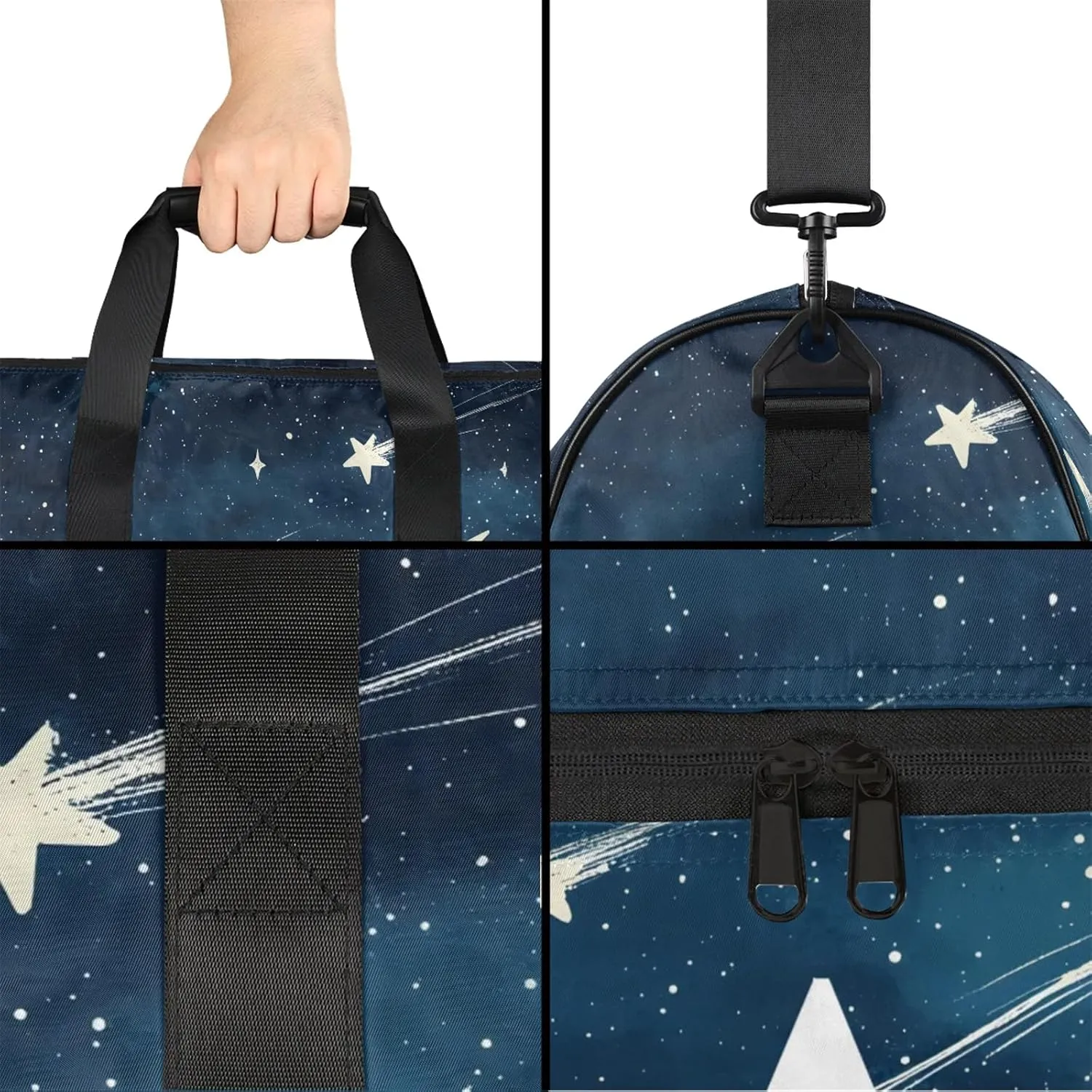 Custom Sports Duffel Bag with Shoe Compartment Personalized Name Dance Gym Bag for Women Overnight Weekender Travel Duffel Bags, Starry Galaxy