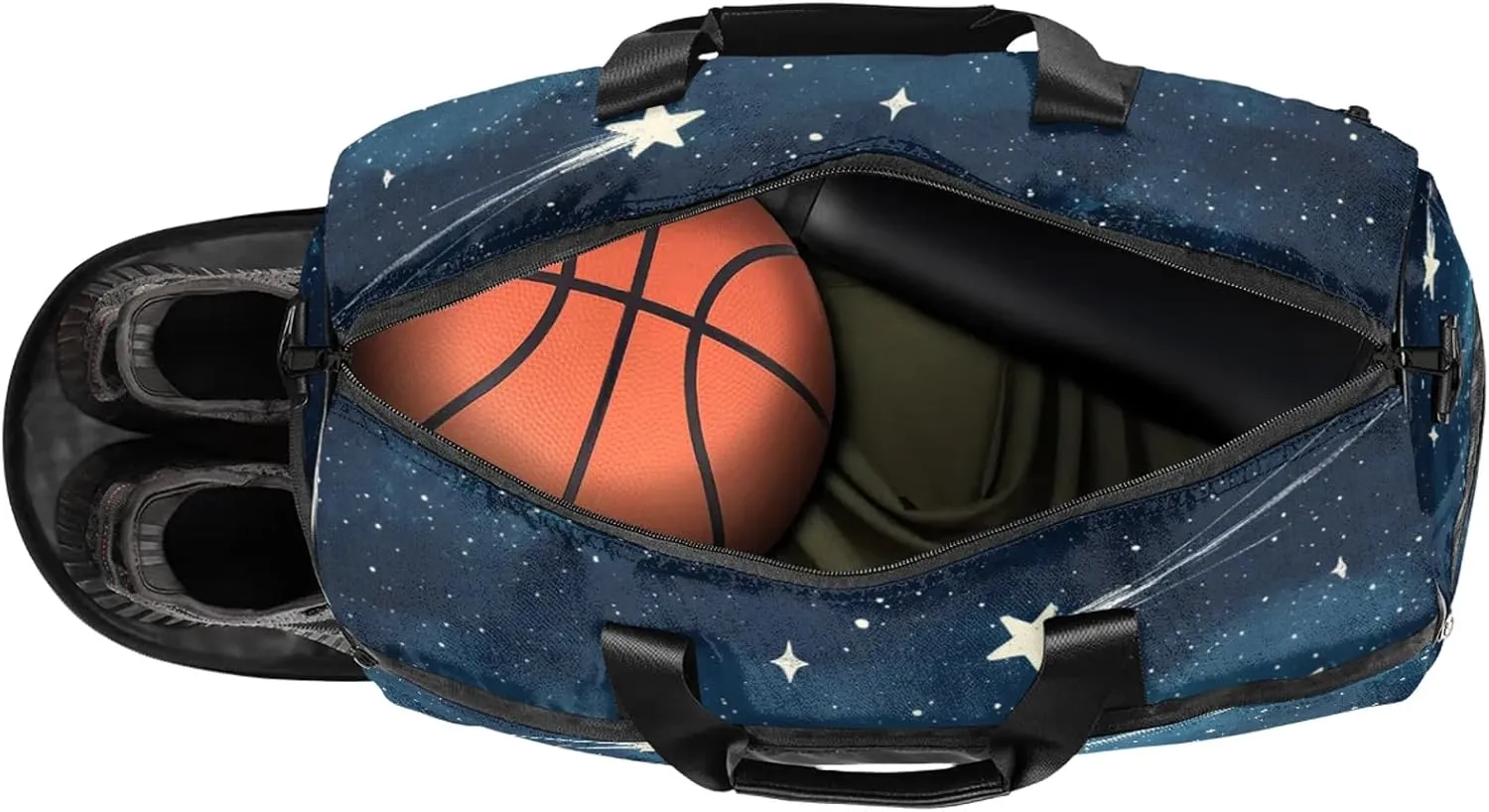 Custom Sports Duffel Bag with Shoe Compartment Personalized Name Dance Gym Bag for Women Overnight Weekender Travel Duffel Bags, Starry Galaxy