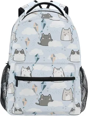Cute Cat Girls Backpack Elementary Middle School Backpack Bookbag for Girls Boys Kids Teen Back to School Book Bag Gifts for 2nd 3rd 4th 5th 6th Grade Students