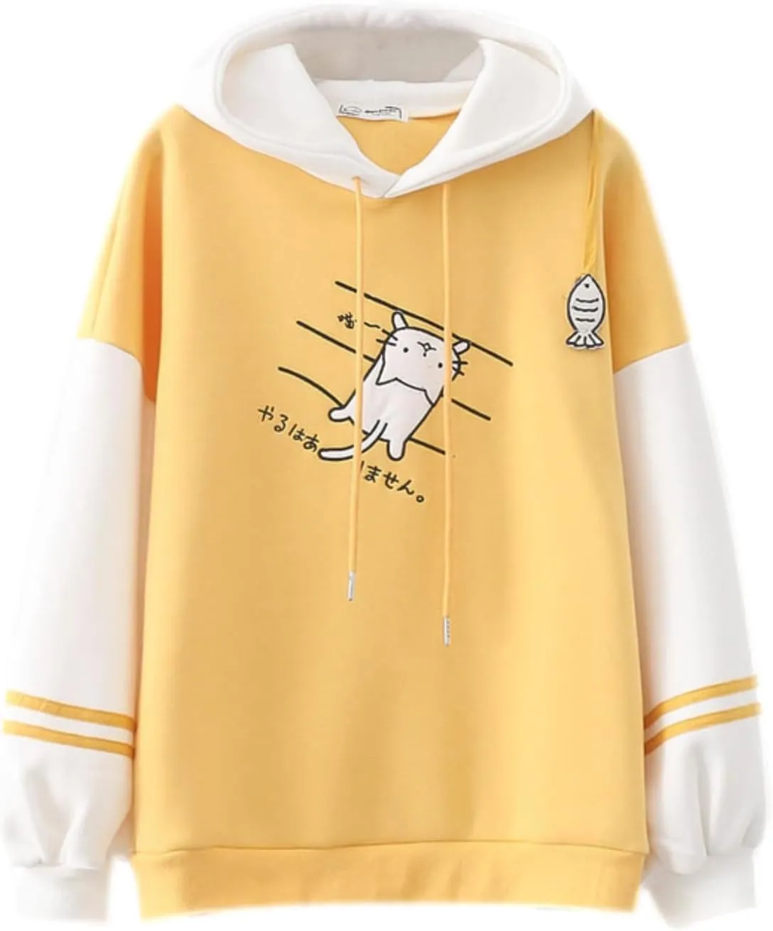 Cute Cat Graphic Hoodies Pullover Teen Girls Japanese Kawaii Anime Cartoon Hooded Sweatshirt Fashion Tops