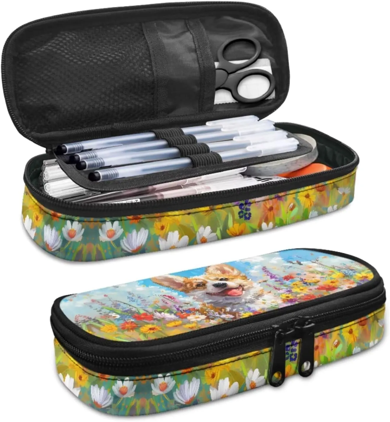 Cute Corgi Girls Backpack Set Ages 6-8 Elementary School Students with Lunch Box Shoulder Bag Stylish School Backpack Hold Books,Short Trip,Vacation,School,Outings