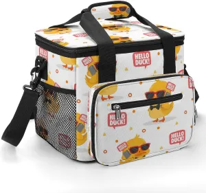 Cute Duck with Glasses 22.5L Insulated Camping Coolers Bag Hello Duck Large Leakproof Ice Chest for Beach Travel Picnic