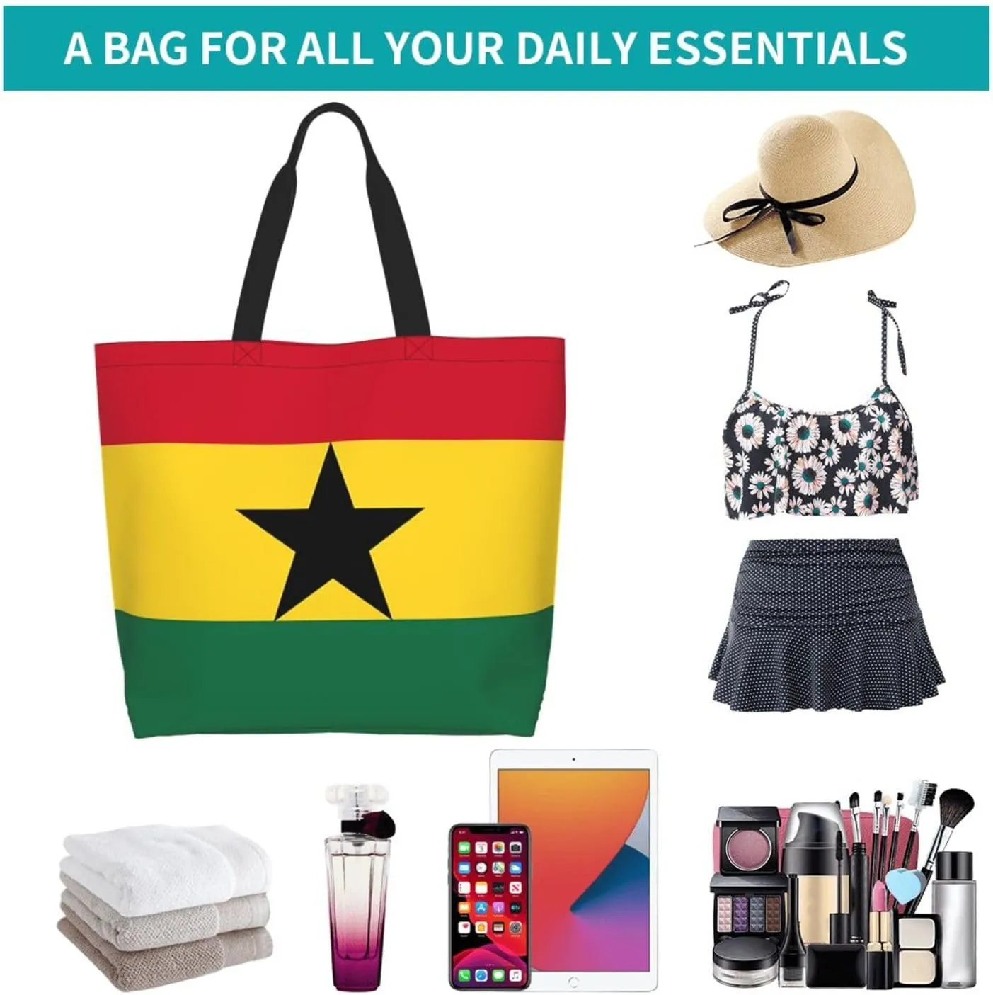 Cute Flag Tote Bag For Women Men Gifts Large Reusable Shopping Bags for Beach, Travel,Gym,Yoga