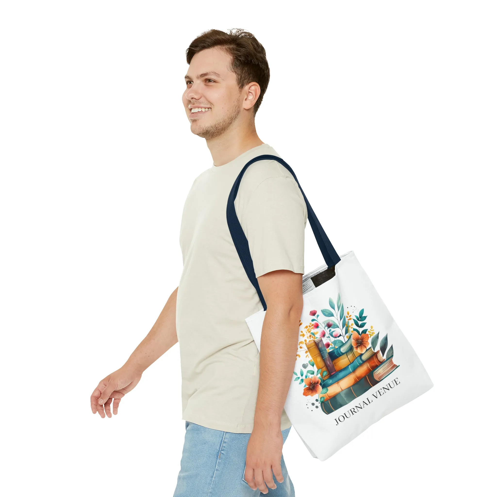 Cute Floral Bookworm Shopping Tote Bag