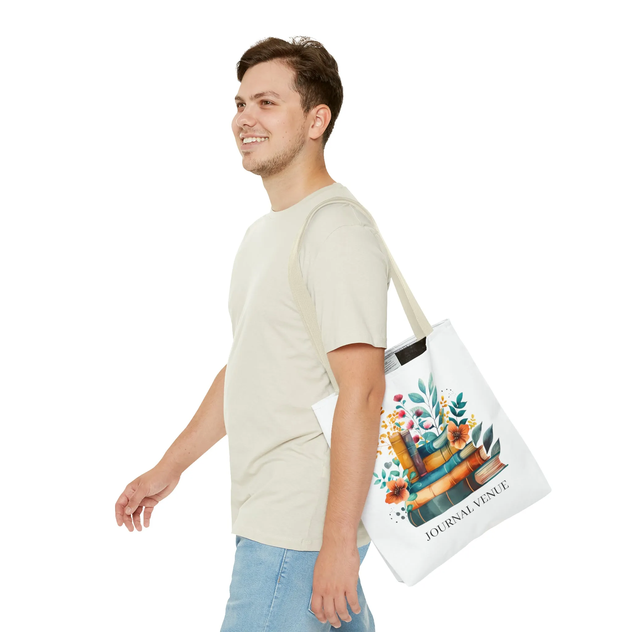 Cute Floral Bookworm Shopping Tote Bag