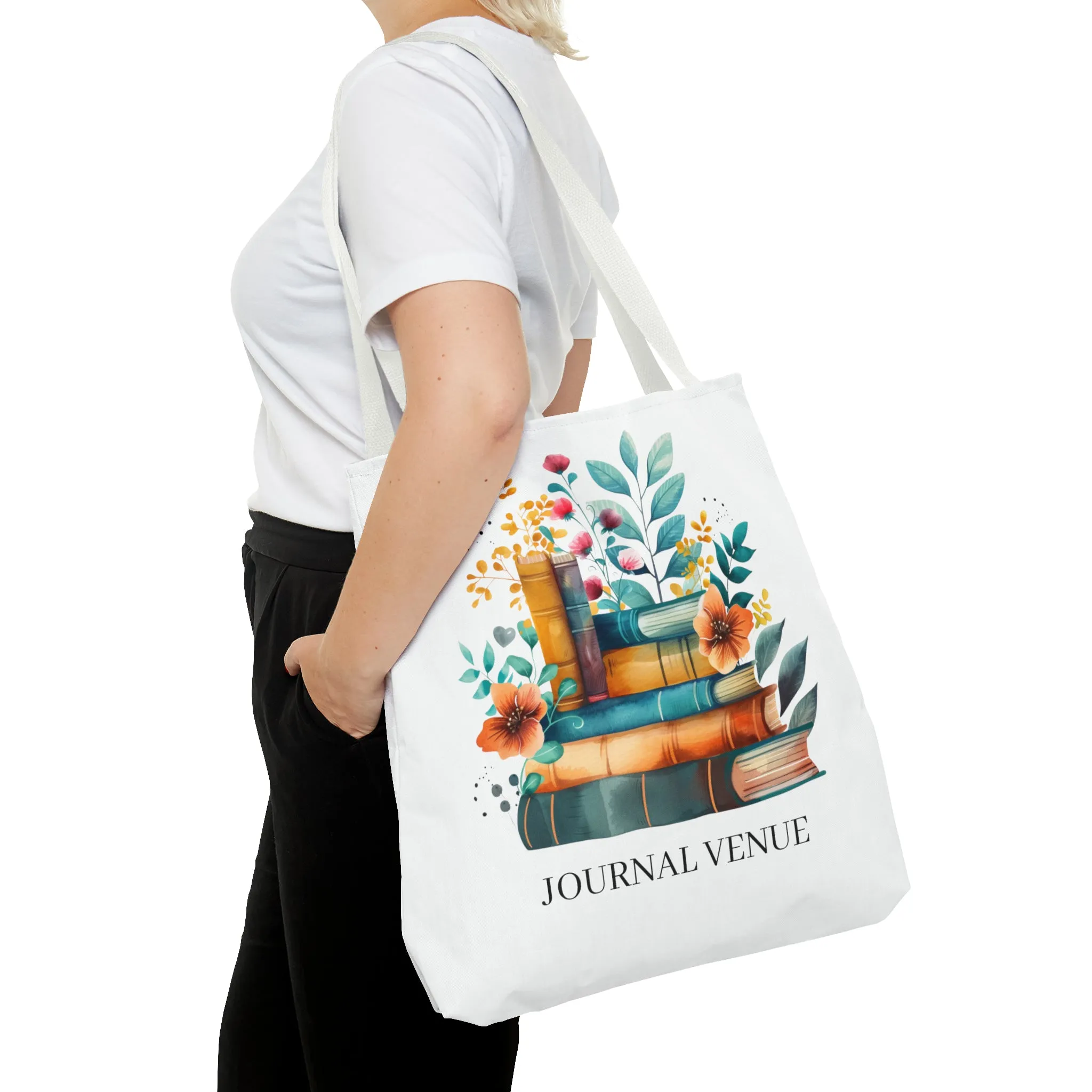 Cute Floral Bookworm Shopping Tote Bag