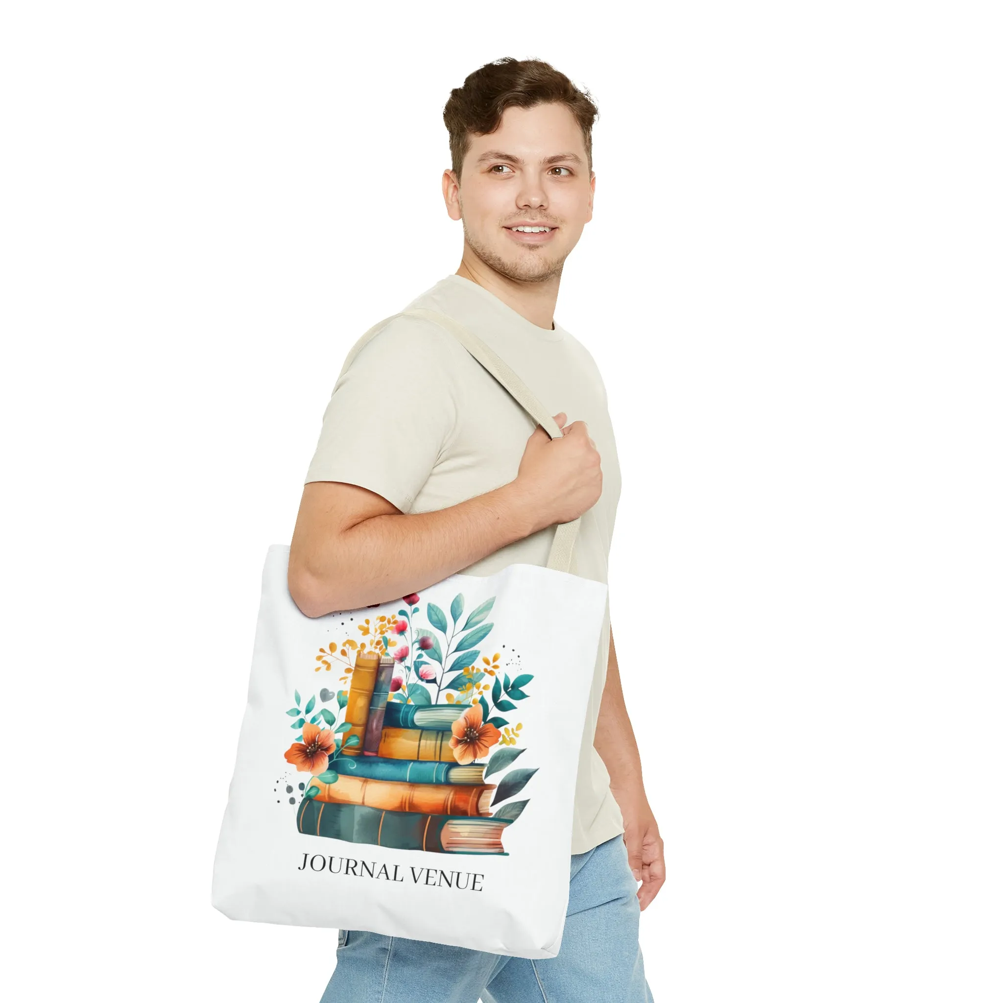 Cute Floral Bookworm Shopping Tote Bag