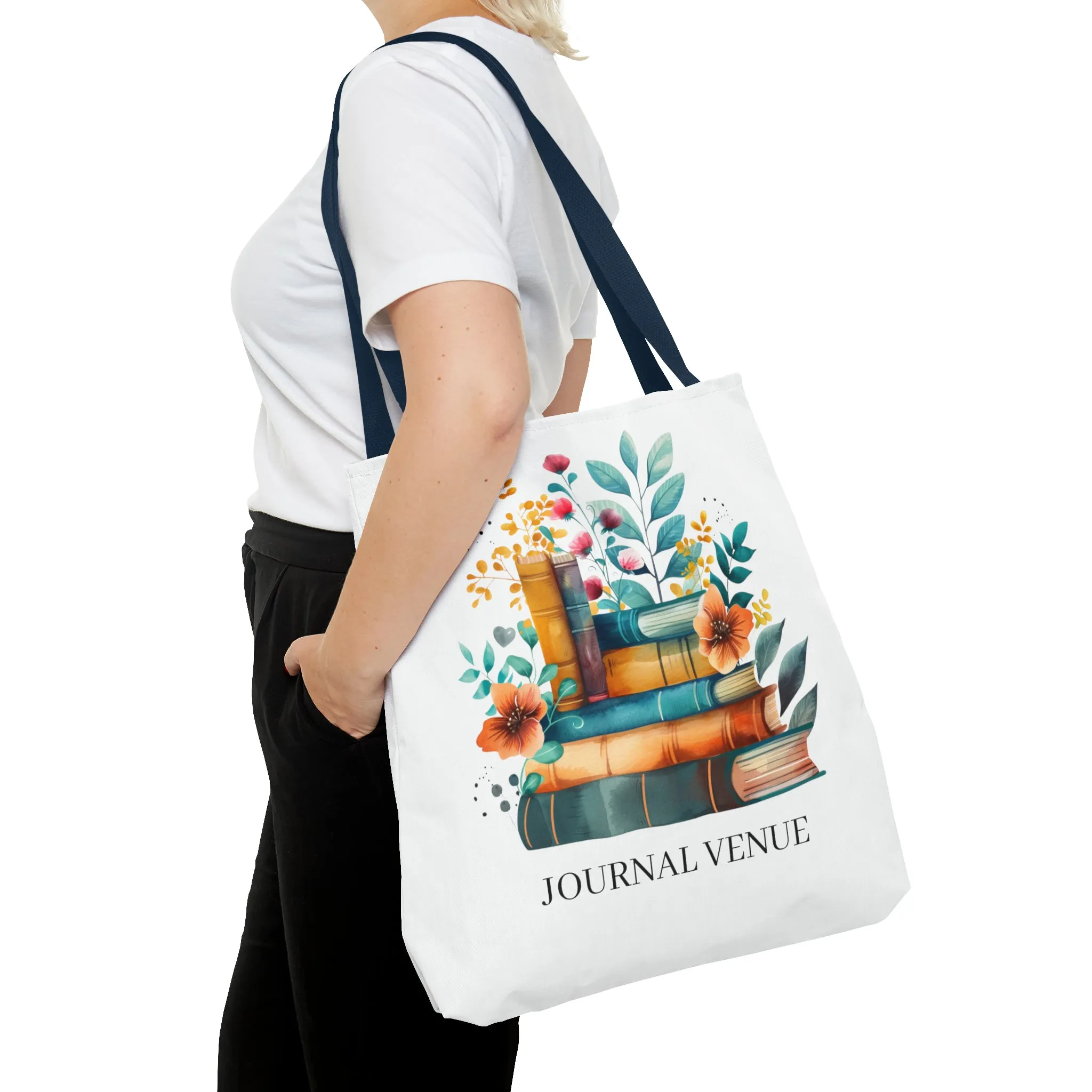 Cute Floral Bookworm Shopping Tote Bag