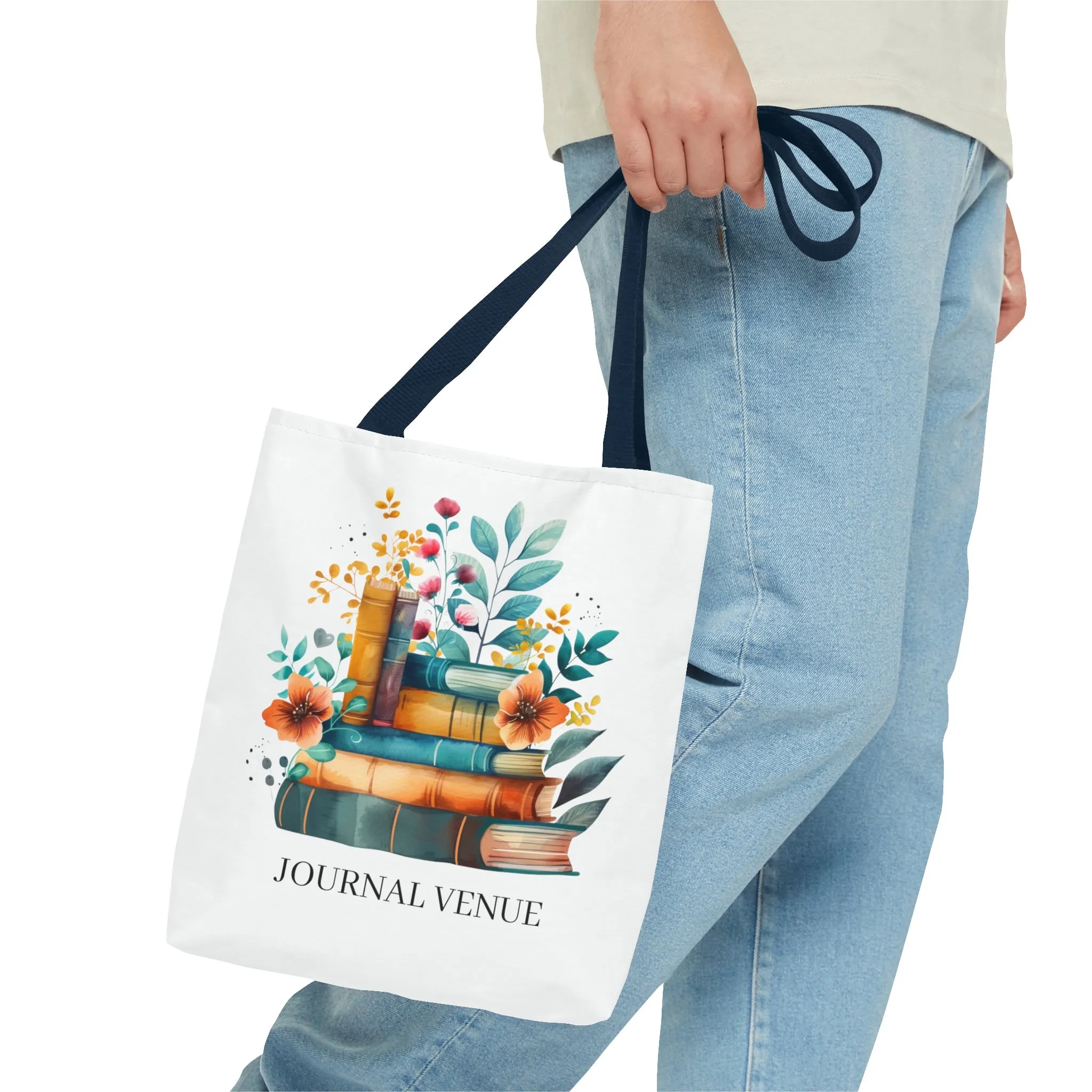 Cute Floral Bookworm Shopping Tote Bag