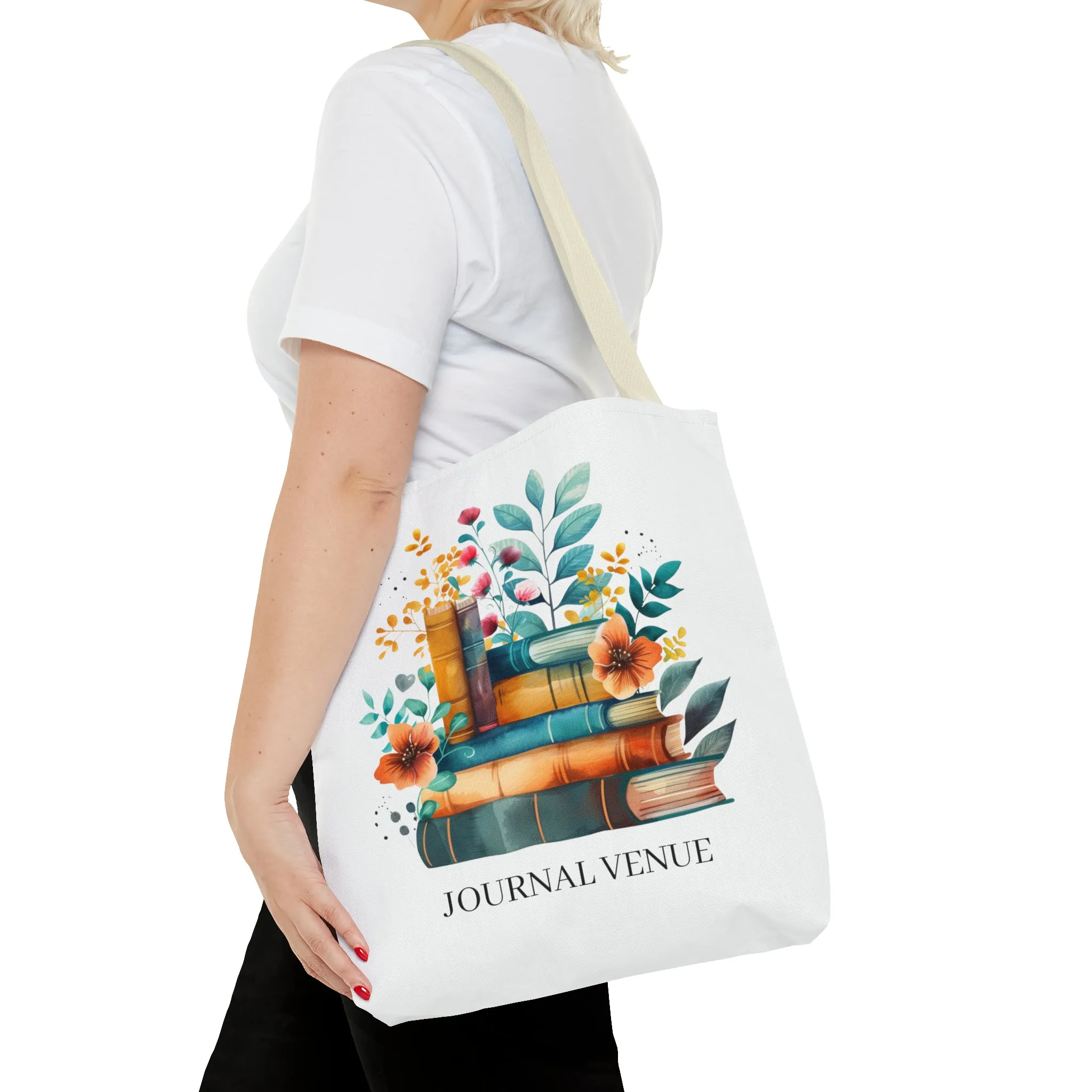 Cute Floral Bookworm Shopping Tote Bag
