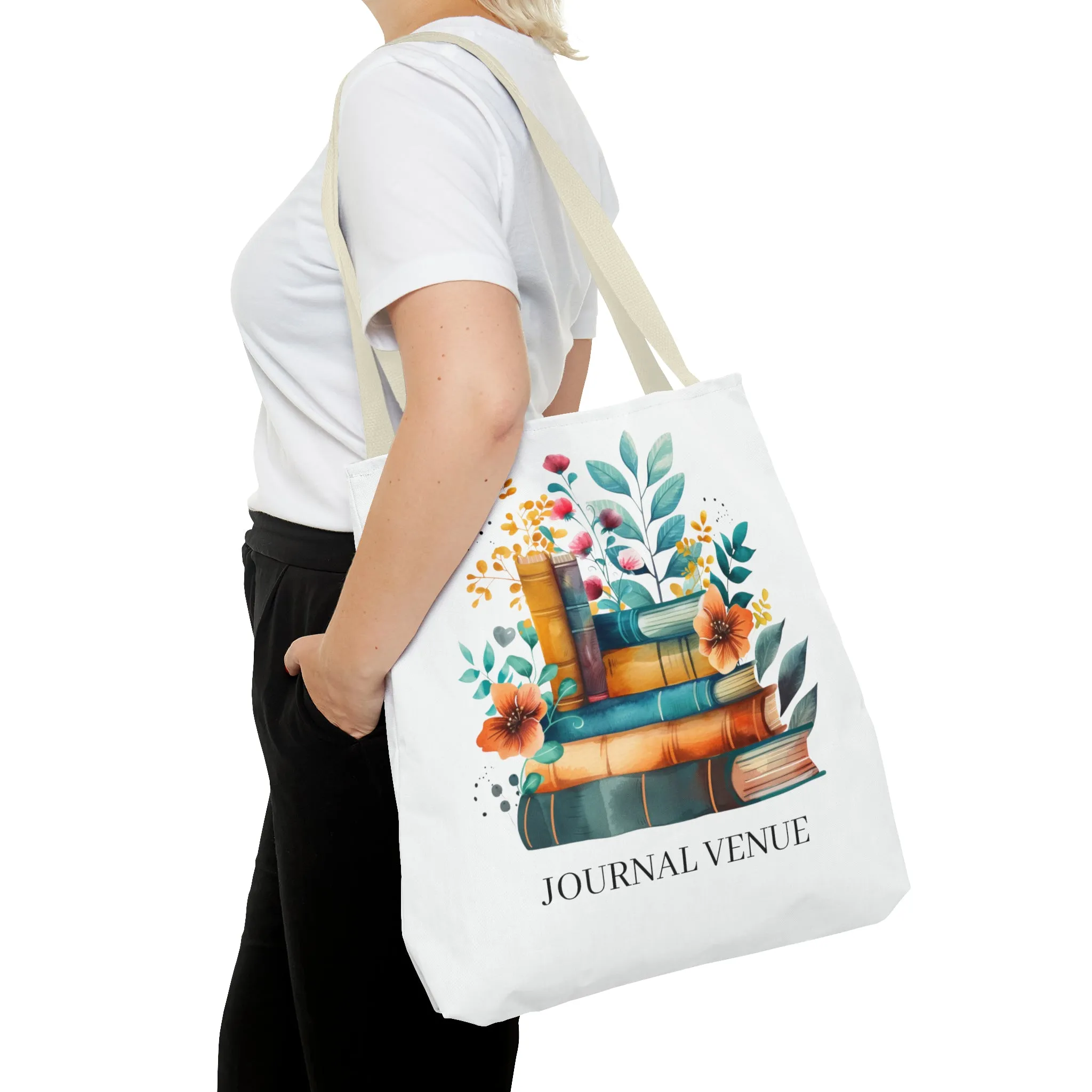 Cute Floral Bookworm Shopping Tote Bag