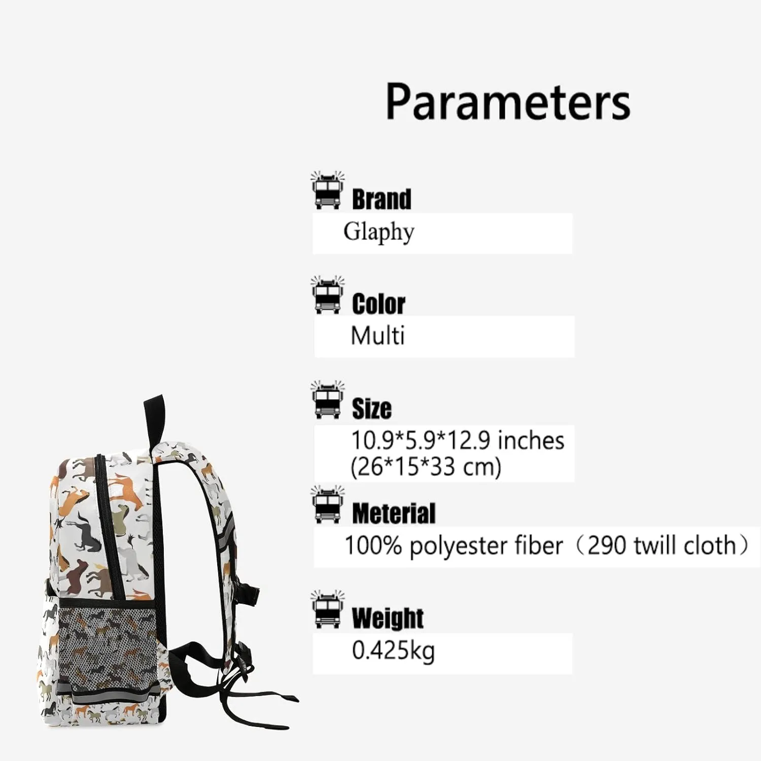 Cute Horse Backpack for Kids, Boys and Girls, Toddler Backpack for Daycare Travel School, Preschool Bookbag with Chest Strap