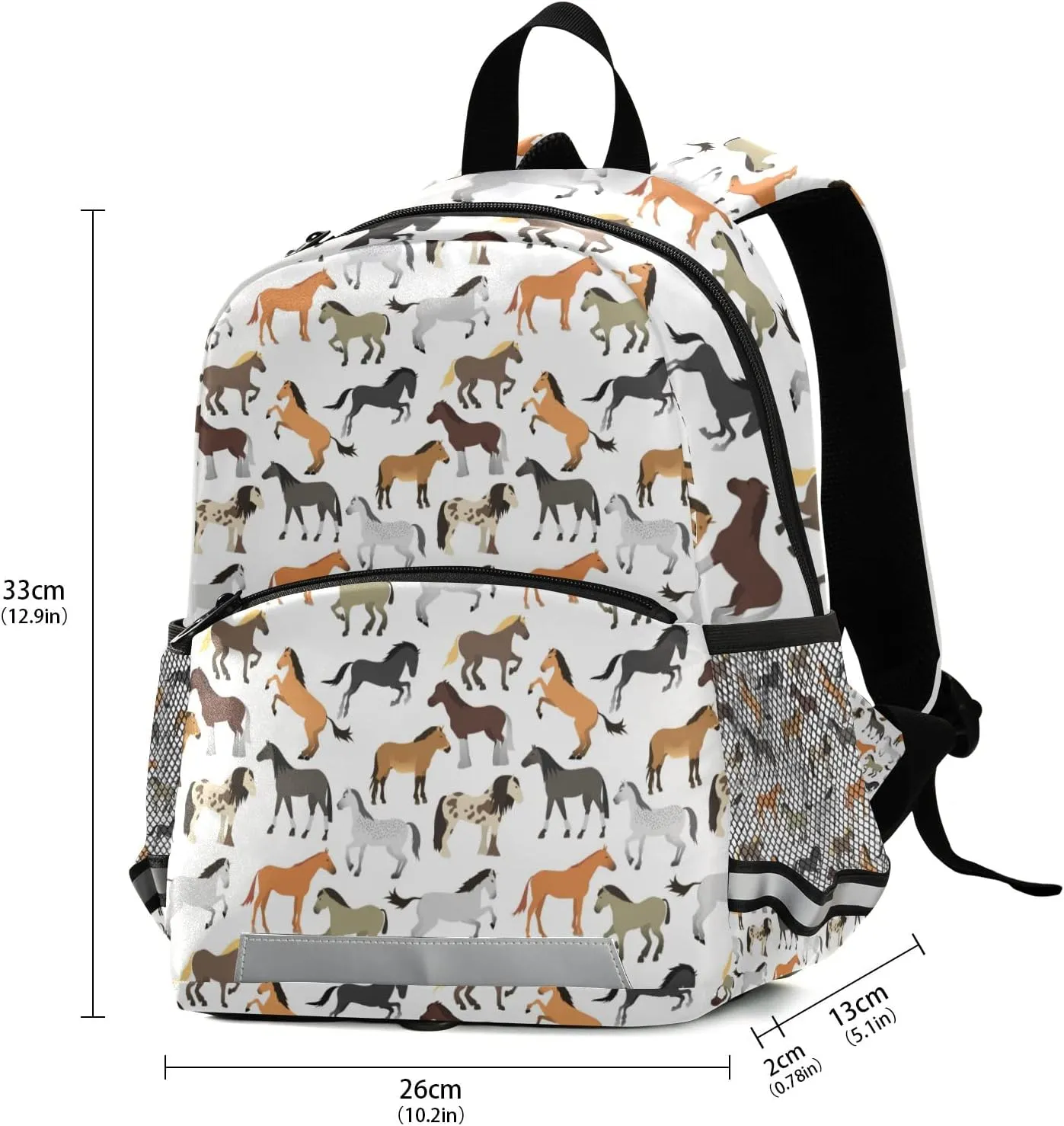 Cute Horse Backpack for Kids, Boys and Girls, Toddler Backpack for Daycare Travel School, Preschool Bookbag with Chest Strap