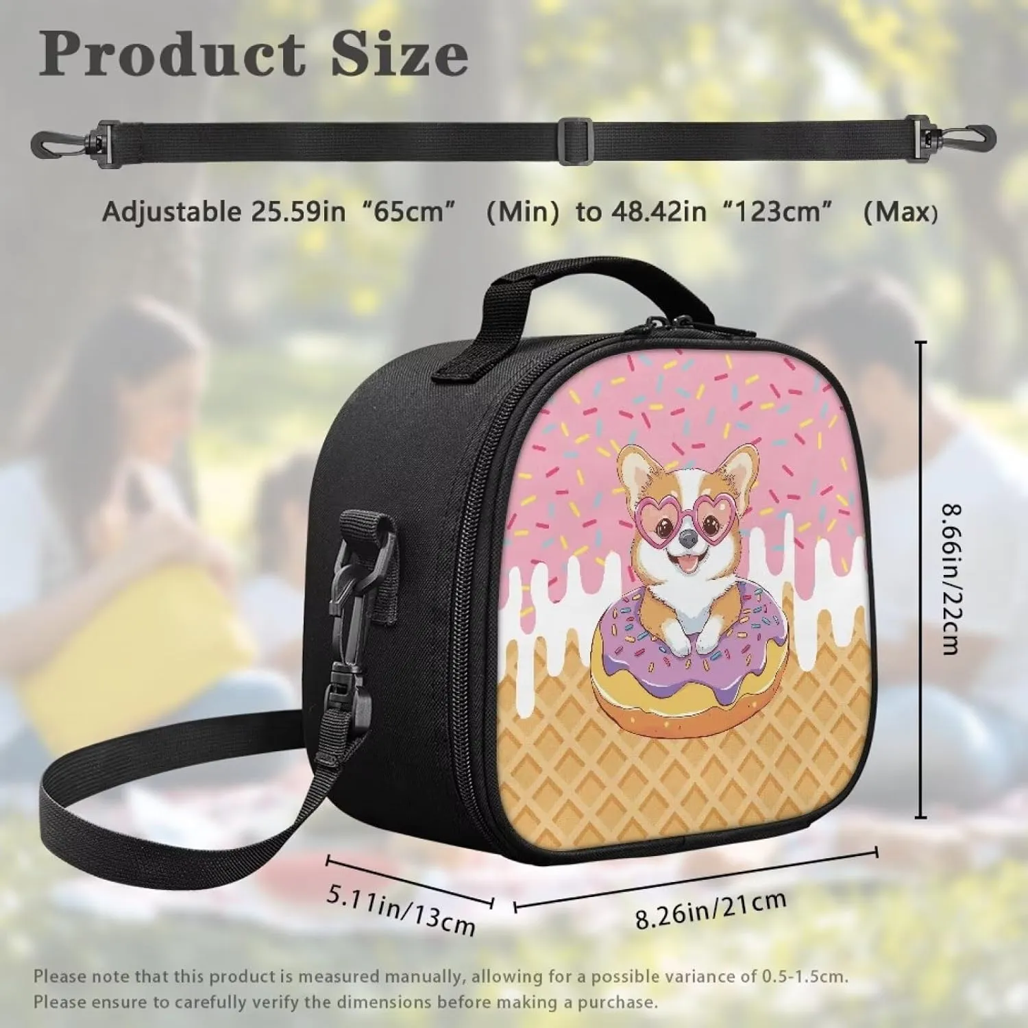 Cute Lunch Box for Girls Toddler Meal Prep Lunch Bag Dog Print Aesthetic Small Insulated Cooler Bag with Shoulder Strap Thick Kids Lunchbox for Kindergarten Primary School