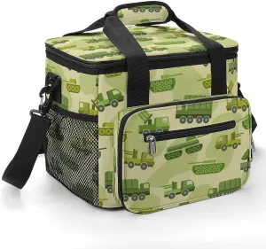 Cute Military Truck 22.5L Insulated Camping Coolers Bag Large Leakproof Ice Chest for Beach Travel Picnic