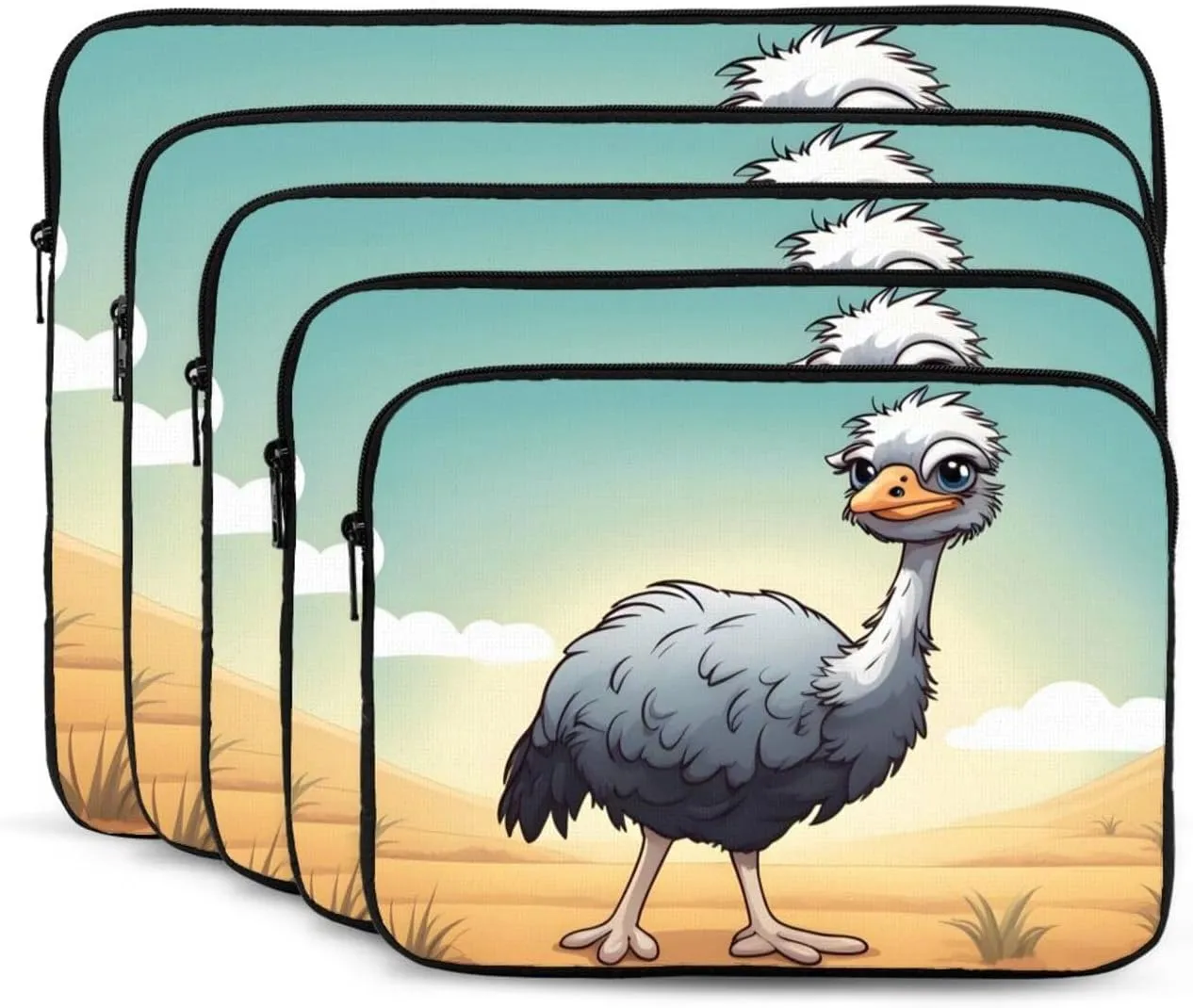 Cute Ostrich Prints Portable Laptop Sleeve Bag :: 12 inch Business trip, travel, office, etc. for daily use.