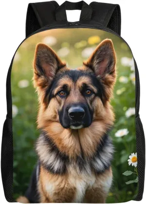 Cute Pet German Shepherd Dog Laptop Backpack For Men Women Waterproof Lightweight Travel Backpack Casual Daypack
