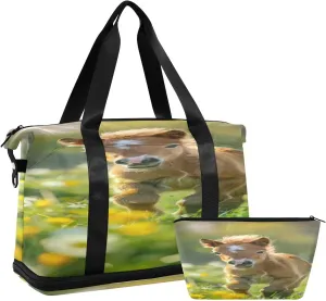 Cute Pony Gym Bag - Weekender Overnight Bags for Women Men, Sport Travel Duffel Bag with Wet Pocket & Shoe Compartment