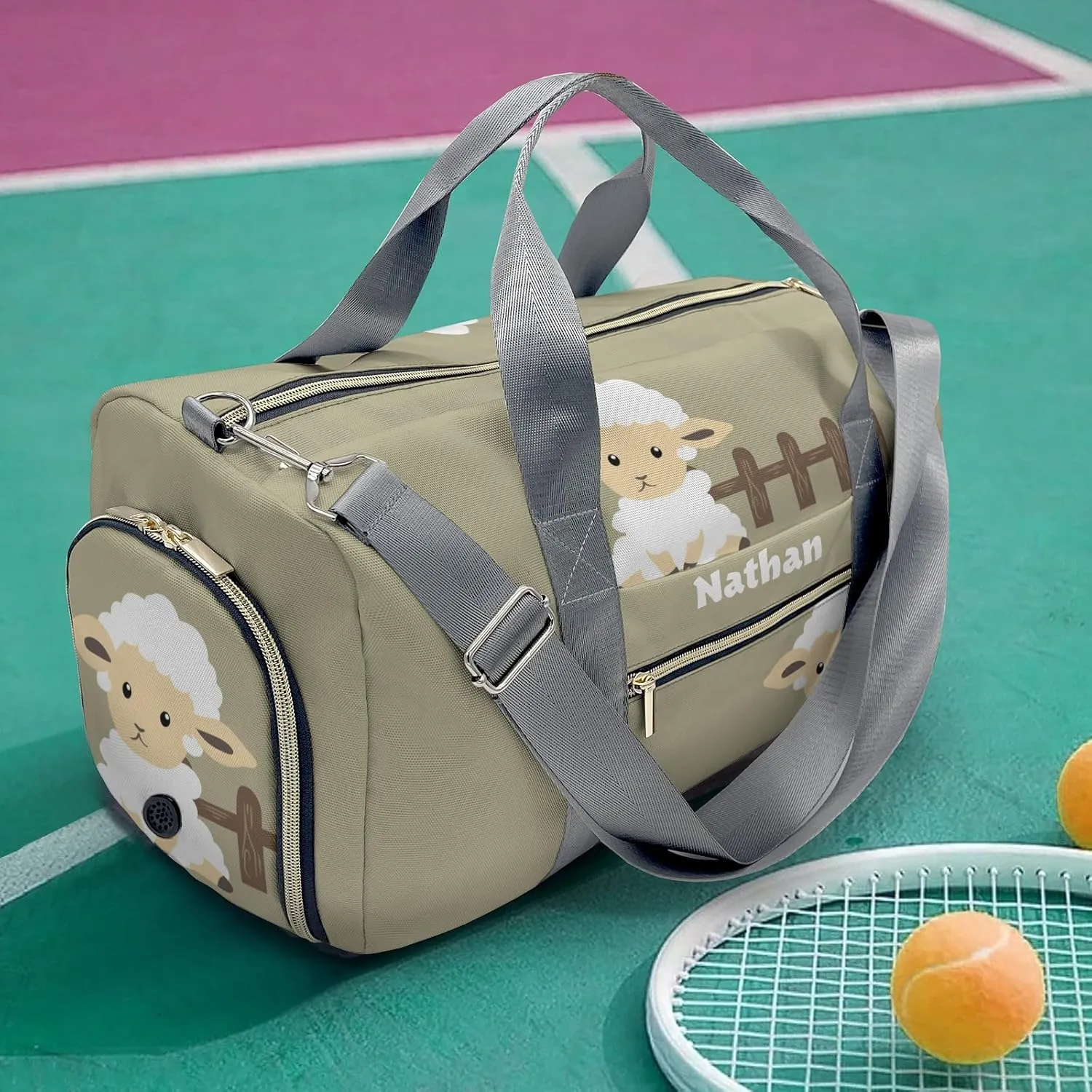 Cute Sheep Farm Animal Personalized Travel Duffel Bag Custom Waterproof Overnight Bag for Gym Sport Swim Bags Travel Assistant