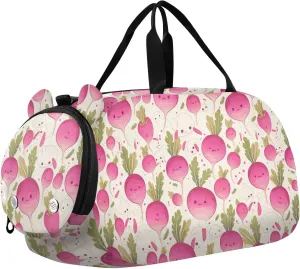 Cute Turnip Vegetable Peach Kids Cute Gym Bag with Shoes Compartment Multifunctional Overnight Bag for Travel, Swimming, Dance, Ballet bolso para gym