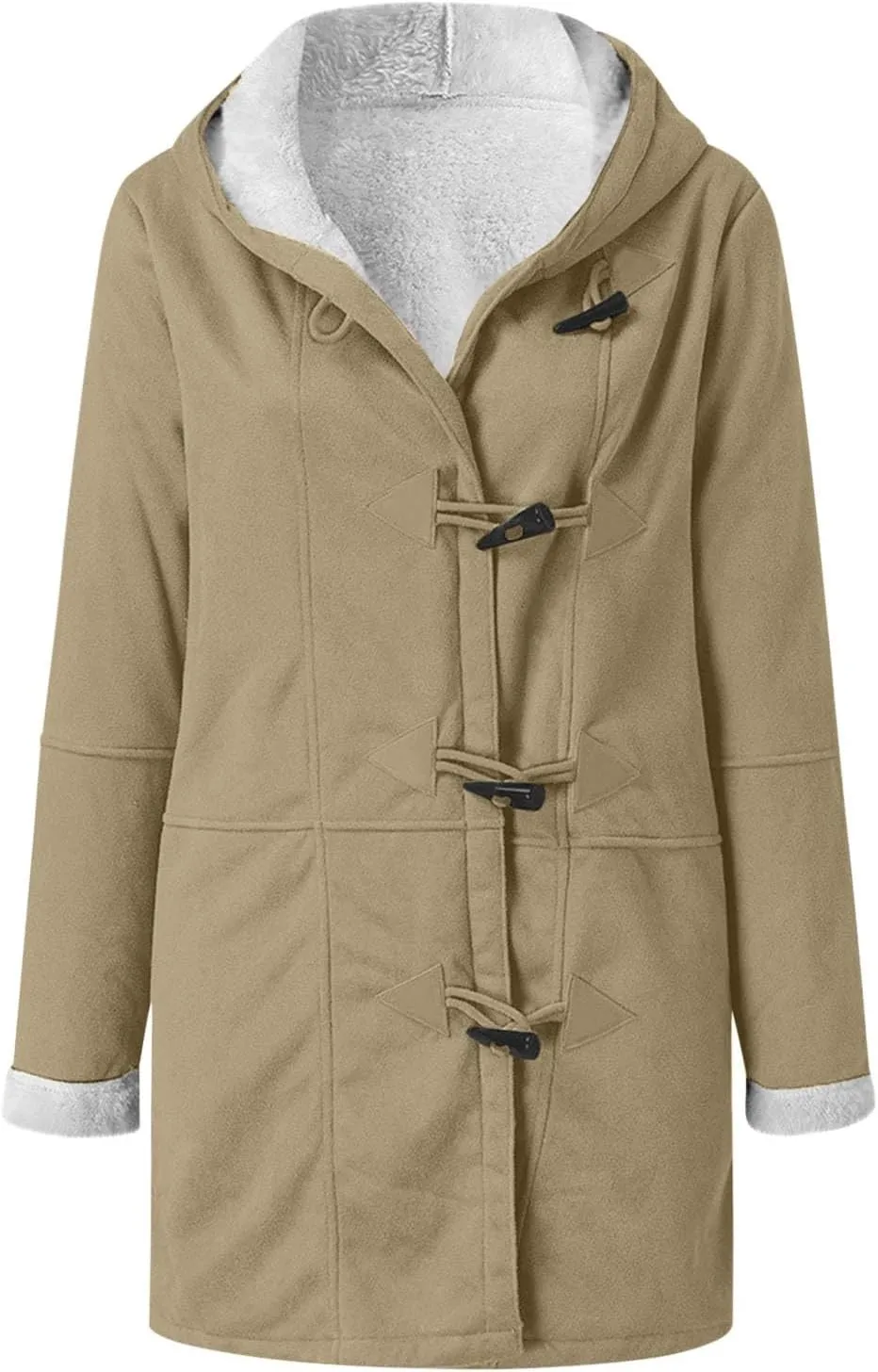Dademeo Faux Suede Jacket for Women Oversized Fleece Lined Hooded Overcoat Jacket Winter Button Up Long Sleeve Outerwear
