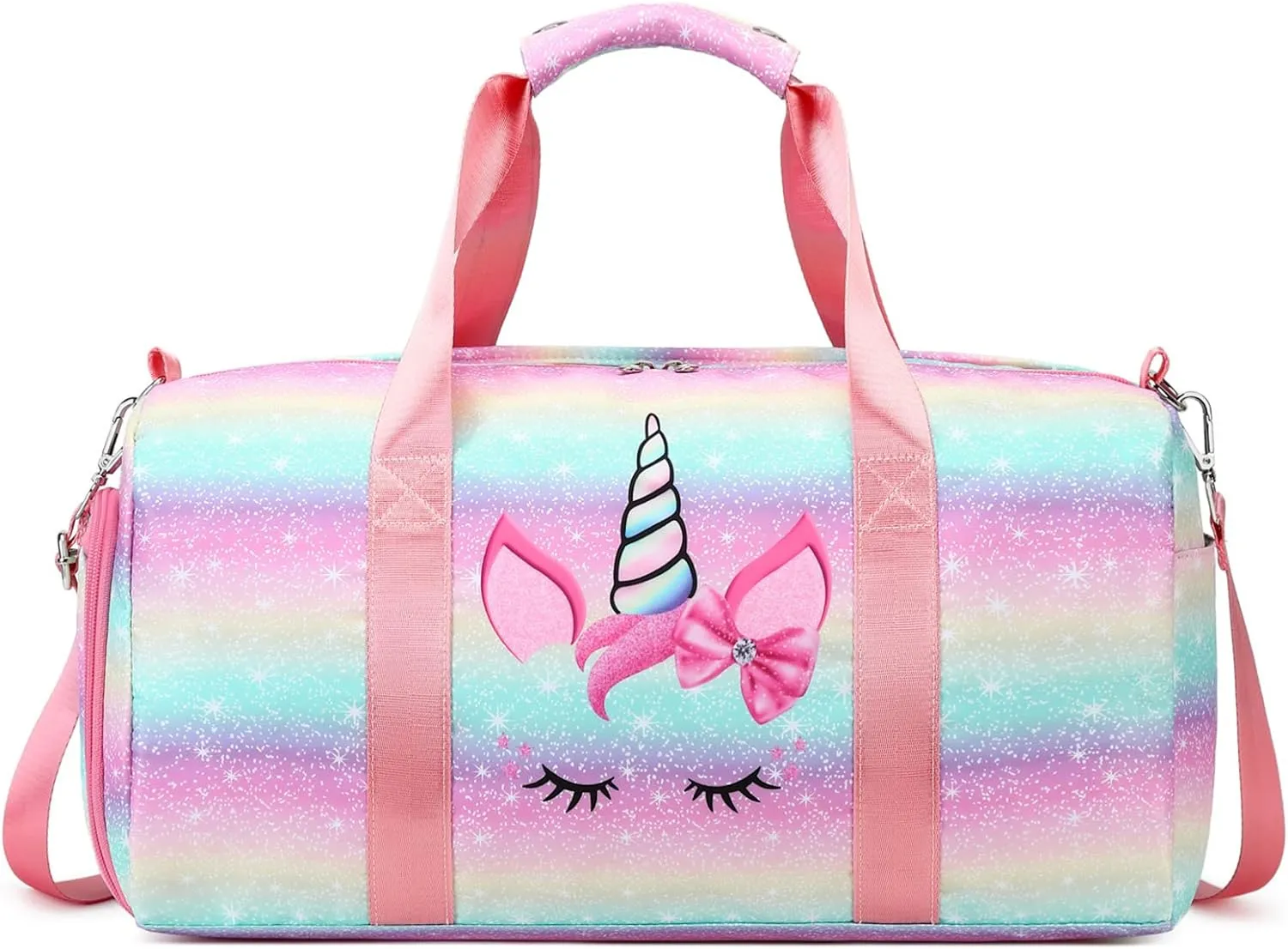 Dance Duffle Bag Girls Unicorn Kids Sports Gym Bag with Shoe Compartment & Wet Pocket Sleepover Overnight Weekender Travel Bag