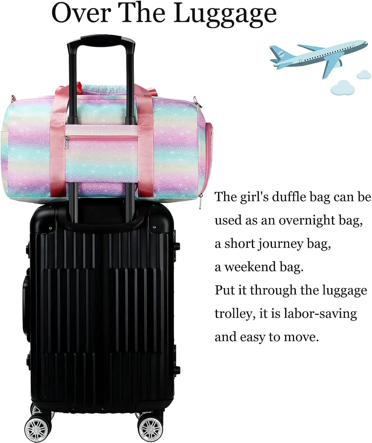 Dance Duffle Bag Girls Unicorn Kids Sports Gym Bag with Shoe Compartment & Wet Pocket Sleepover Overnight Weekender Travel Bag