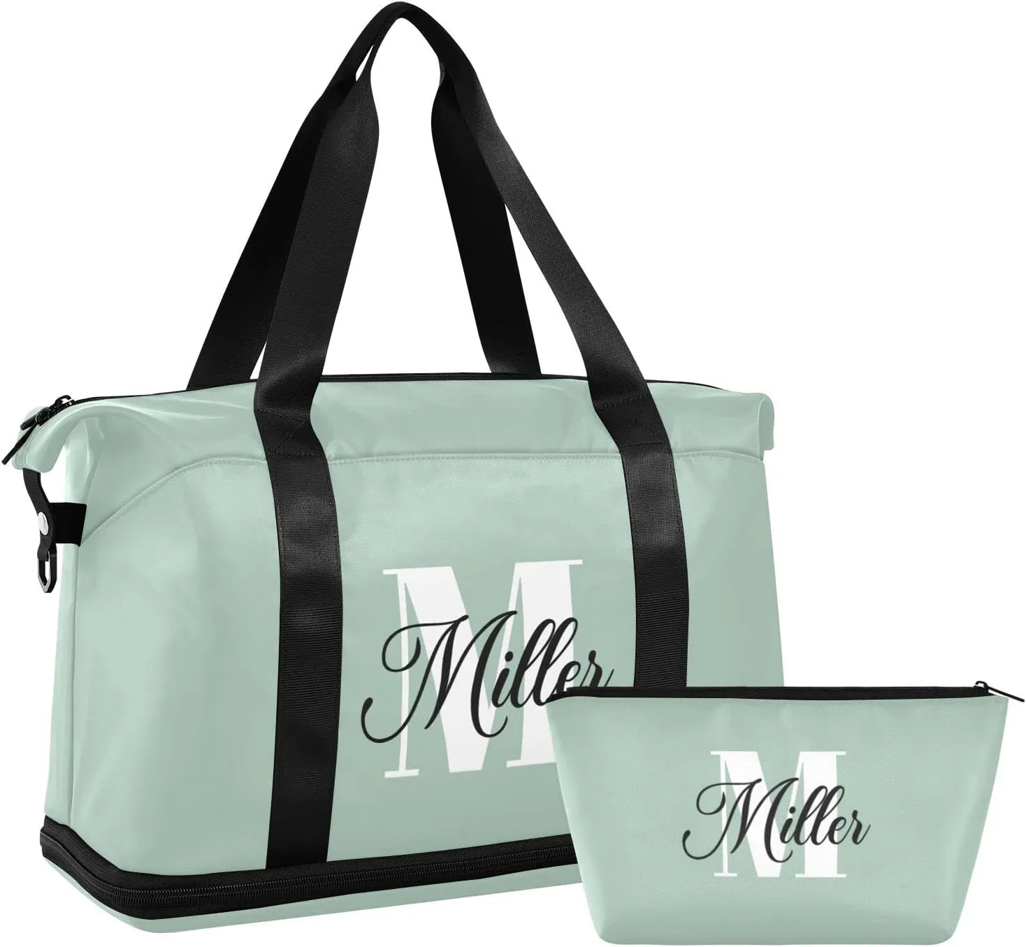 Dark GreenCustom Travel Duffel Bag for Women Men Gym Bag with Shoe Compartment Wet Pocket Personalized Carry On Weekender Overnight Bags for Travel Gym Yoga School