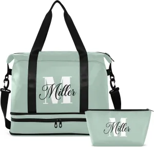 Dark GreenCustom Travel Duffel Bag for Women Men Gym Bag with Shoe Compartment Wet Pocket Personalized Carry On Weekender Overnight Bags for Travel Gym Yoga School