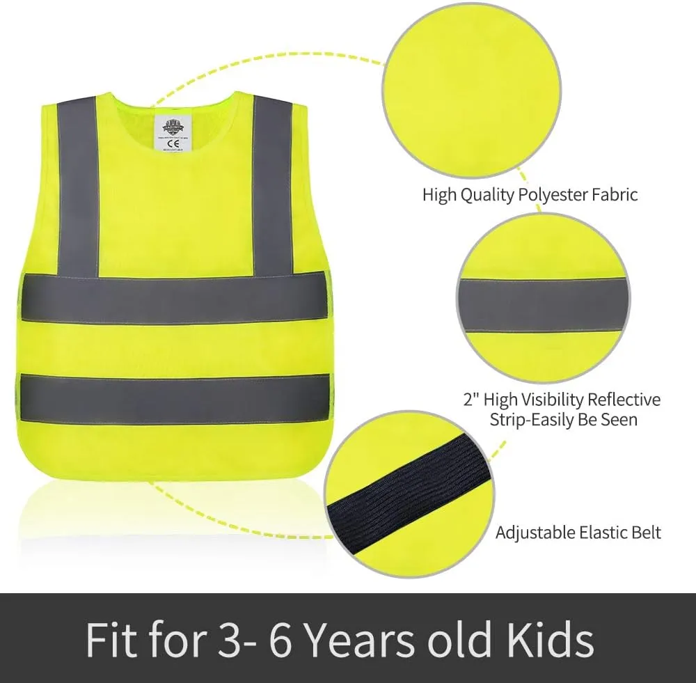 Dazonity kid's High Visibility Safety Vest,10PCS,Reflective Strips, Fit for Boys & Girls, Walking or Back to School,