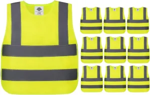 Dazonity kid's High Visibility Safety Vest,10PCS,Reflective Strips, Fit for Boys & Girls, Walking or Back to School,