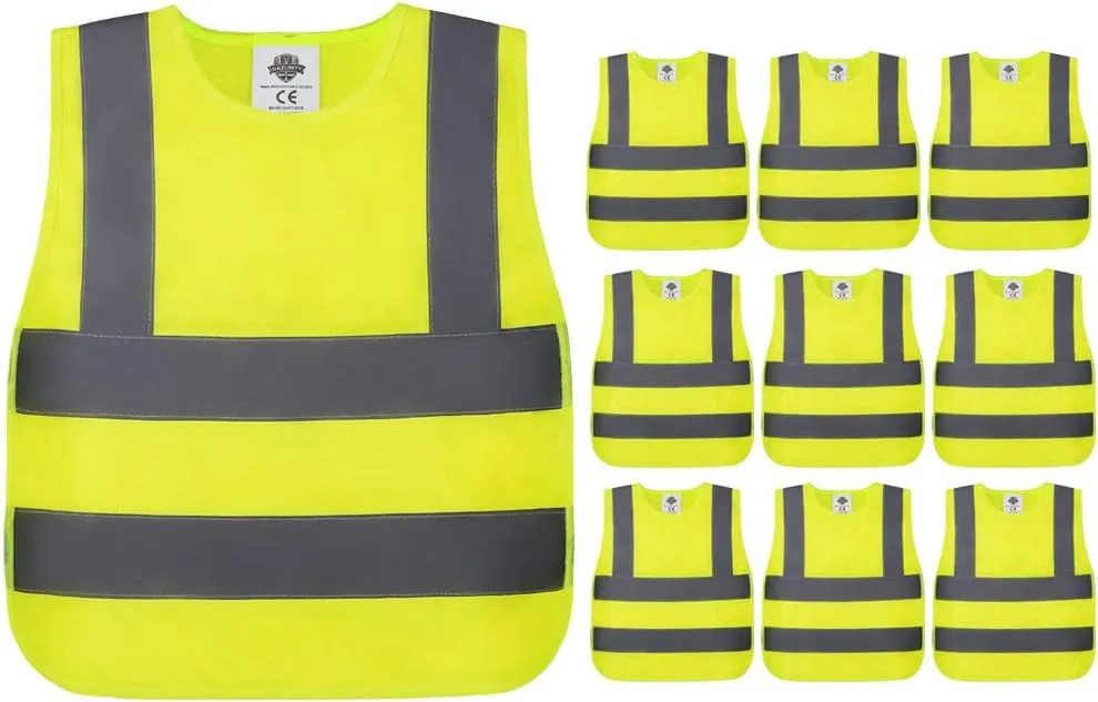 Dazonity kid's High Visibility Safety Vest,10PCS,Reflective Strips, Fit for Boys & Girls, Walking or Back to School,