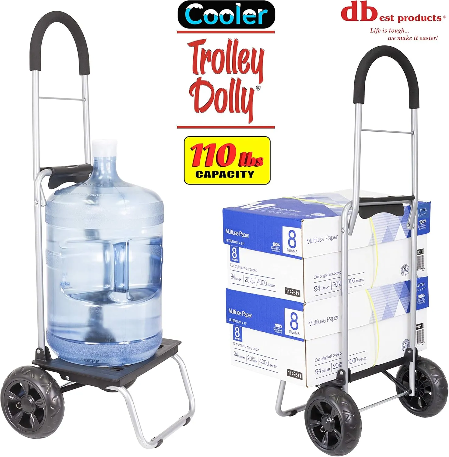 dbest products Cooler Trolley Dolly, Black Insulated cooler bag folding collapsible rolling shopping grocery tailgating bbq beer ice cart 14" x 17" x 38"